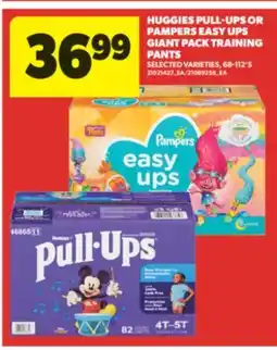 Real Canadian Superstore HUGGIES PULL-UPS OR PAMPERS EASY UPS GIANT PACK TRAINING PANTS, 68-112' S offer