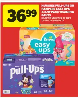 Real Canadian Superstore HUGGIES PULL-UPS OR PAMPERS EASY UPS GIANT PACK TRAINING PANTS, 68-112' S offer