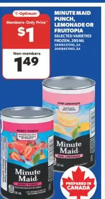Real Canadian Superstore MINUTE MAID PUNCH, LEMONADE OR FRUITOPIA, 295 ML offer