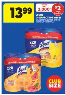 Real Canadian Superstore LYSOL DISINFECTING WIPES, 2X110' S offer