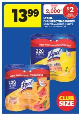 Real Canadian Superstore LYSOL DISINFECTING WIPES, 2X110' S offer