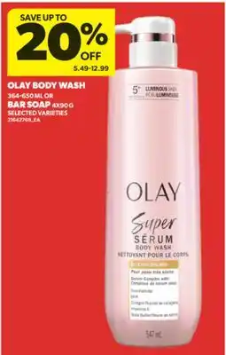 Real Canadian Superstore OLAY BODY WASH, 364-650 ML OR BAR SOAP, 4X90 G offer