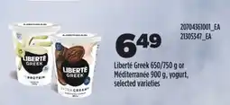 Real Canadian Superstore LIBERTÉ GREEK, 650/750 G OR MÉDITERRANÉE, 900 G, YOGURT offer