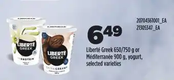 Real Canadian Superstore LIBERTÉ GREEK, 650/750 G OR MÉDITERRANÉE, 900 G, YOGURT offer