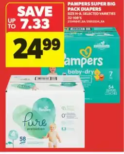 Real Canadian Superstore PAMPERS SUPER BIG PACK DIAPERS SIZE N-8, 32-108'S offer