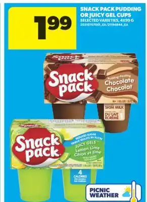Real Canadian Superstore SNACK PACK PUDDING OR JUICY GEL CUPS, 4X99 G offer
