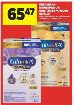Real Canadian Superstore ENFAMIL A + NEUROPRO OR GENTLEASE POWDER REFILLS, 862/890 G offer