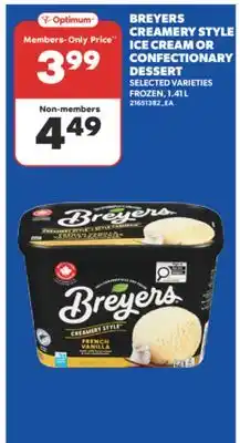 Real Canadian Superstore BREYERS CREAMERY STYLE ICE CREAM OR CONFECTIONARY DESSERT, 1.41 L offer