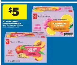 Real Canadian Superstore PC FUNCTIONAL SPARKLING WATER, 6X355 ML offer