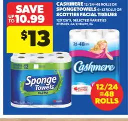 Real Canadian Superstore CASHMERE 12/24 = 48 ROLLS OR SPONGETOWELS 6 = 12 ROLLS OR SCOTTIES FACIAL TISSUES offer