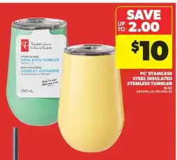 Real Canadian Superstore PC STAINLESS STEEL INSULATED STEMLESS TUMBLER 16 OZ offer
