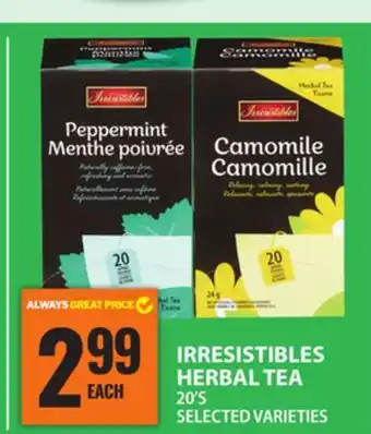 Food Basics IRRESISTIBLES HERBAL TEA offer