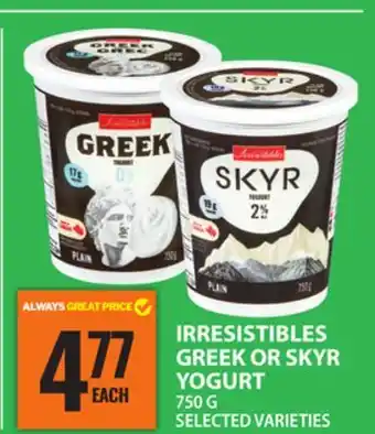 Food Basics IRRESISTIBLES GREEK OR SKYR YOGURT offer