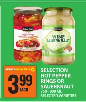 Food Basics SELECTION HOT PEPPER RINGS OR SAUERKRAUT offer