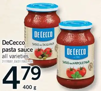 Fortinos DECECCO PASTA SAUCE, 400g offer