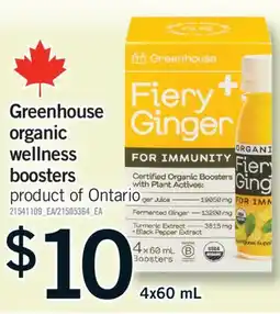 Fortinos GREENHOUSE ORGANIC WELLNESS BOOSTERS, 4x60 mL offer