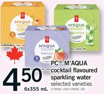Fortinos PC M'AQUA COCKTAIL FLAVOURED SPARKLING WATER, 6X355 ML offer