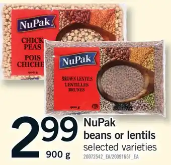 Fortinos NUPAK BEANS OR LENTILS, 900 G offer