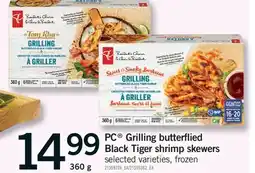 Fortinos PC BUTTERFLIED BLACK TIGER SHRIMP SKEWERS, 360 G offer