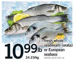 Fortinos FRESH WHOLE SEABREAM (ORATA) OR EUROPEAN SEABASS offer
