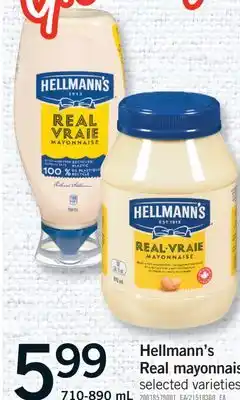 Fortinos HELLMANN'S REAL MAYONNAISE, 710-890 ML offer