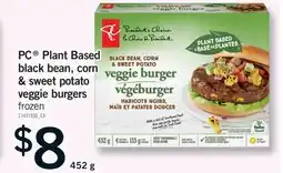 Fortinos PC PLANT BASED BLACK BEAN, CORN & SWEET POTATO VEGGIE BURGERS, 452 G offer