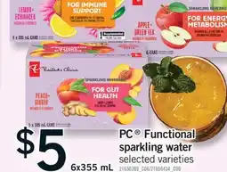Fortinos PC FUNCTIONAL SPARKLING WATER, 6X355 ML offer