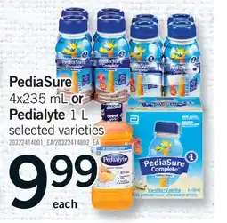 Fortinos PEDIASURE, 4X235 ML OR PEDIALYTE, 1 L offer