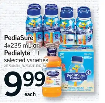Fortinos PEDIASURE, 4X235 ML OR PEDIALYTE, 1 L offer
