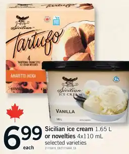 Fortinos SICILIAN ICE CREAM, 1.65 L OR NOVELTIES, 4X110 ML offer