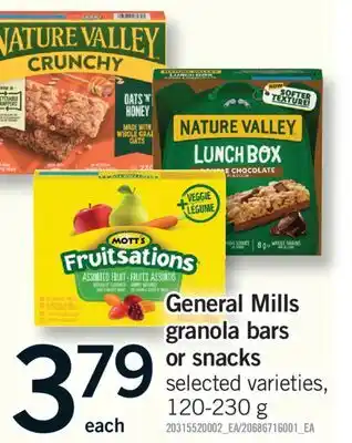 Fortinos GENERAL MILLS GRANOLA BARS OR SNACKS, 120-230 G offer