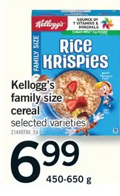 Fortinos KELLOGG'S FAMILY SIZE CEREAL, 450-650 G offer