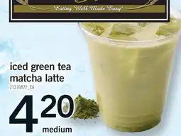 Fortinos ICED GREEN TEA MATCHA LATTE, medium offer