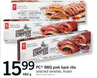 Fortinos PC BBQ PORK BACK RIBS, 680 G offer