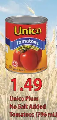 Fortinos UNICO PLUM NO SALT ADDED TOMATOES, (796 ML) offer