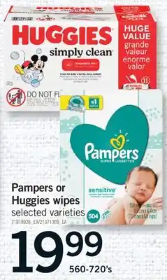 Fortinos PAMPERS OR HUGGIES WIPES, 560-720'S offer