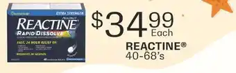 Fortinos REACTINE , 40-68's offer