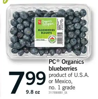 Fortinos PC Organics blueberries, 9.8 OZ offer