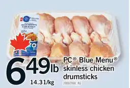 Fortinos PC BLUE MENU SKINLESS CHICKEN DRUMSTICKS offer