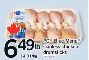 Fortinos PC BLUE MENU SKINLESS CHICKEN DRUMSTICKS offer