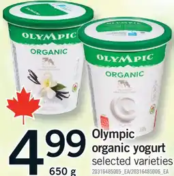 Fortinos OLYMPIC ORGANIC YOGURT, 650G offer