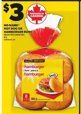 Loblaws NO NAME HOT DOG OR HAMBURGER BUNS, 8'S offer