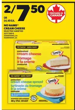 Loblaws NO NAME CREAM CHEESE 227/250G offer