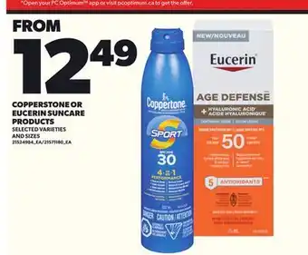 Loblaws COPPERSTONE OR EUCERIN SUNCARE PRODUCTS offer