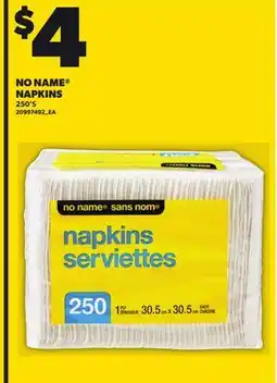 Loblaws NO NAME NAPKINS, 250'S offer