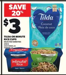 Loblaws TILDA OR MINUTE RICE CUPS, 250G offer