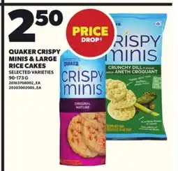 Loblaws QUAKER CRISPY MINIS & LARGE RICE CAKES, 90-173G offer
