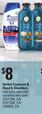 Loblaws HERBAL ESSENCES & HEAD & SHOULDERS HAIR CARE offer