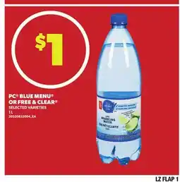 Loblaws PC BLUE MENU OR FREE & CLEAR, 1L offer