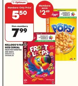 Loblaws KELLOGG'S FAMILY SIZE CEREAL, 450-650G offer